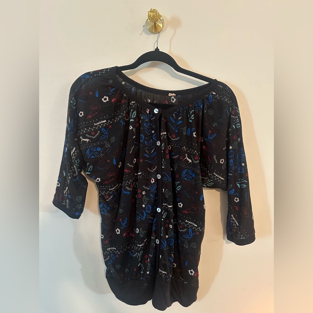 Black Floral Patterned Blouse